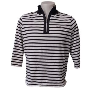 L-RL Lauren Active Ralph Lauren Women's Size L 3/4 sleeve striped shirt 1/4 Zip